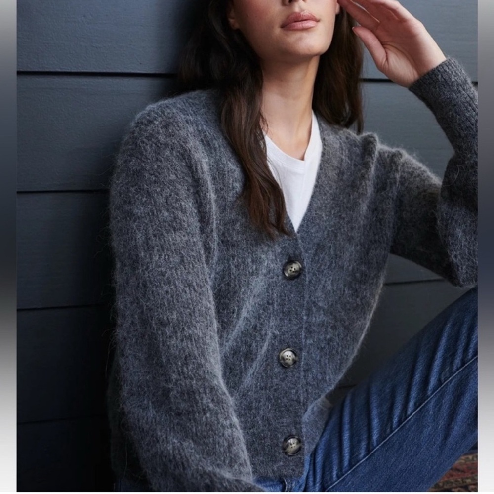 Quince Gray Wool Cardigan Sweater